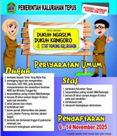Pemerintah Kalurahan Tepus Buka Pengisian 2 Dukuh dan 2 Staf, Inilah Syarat dan Ketentuannya